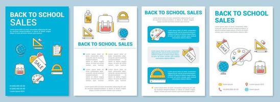 Back to school sales brochure template layout. Discount for pupils. Flyer, booklet, leaflet print design with linear illustrations. Vector page layouts for magazine, annual report, advertising poster