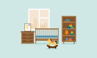 Kids room decor logo. Furniture room for children vector