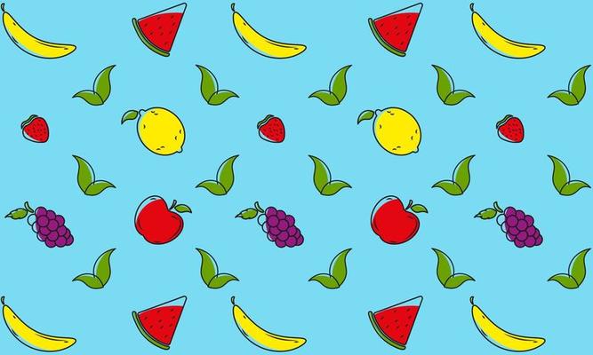 Fruit collection in flat hand drawn style illustrations