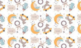 Baby shower pattern for baby room decoration with cute pictures vector