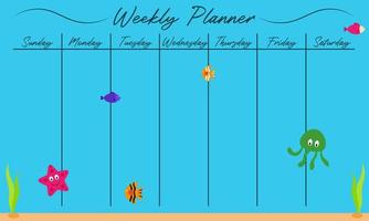 Cute weekly planner background.Vector illustration for kid and baby vector