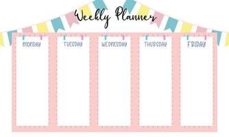 Cute weekly planner background.Vector illustration for kid and baby vector