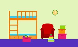 Kids room decor logo. Furniture room for children vector