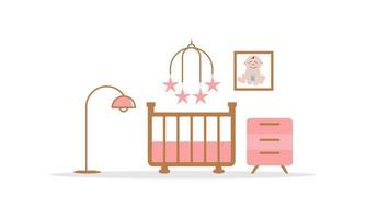 Kids room decor logo. Furniture room for children vector