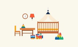 Kids room decor logo. Furniture room for children vector