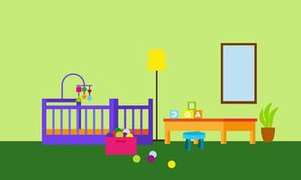 logotipo de decoración de la habitación de los niños. sala de muebles para niños vector