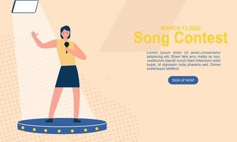 concurso de canciones en el concepto de ilustración de escenario vector