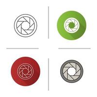 Diaphragm icon. Flat design, linear and color styles. Shutter. Isolated vector illustrations