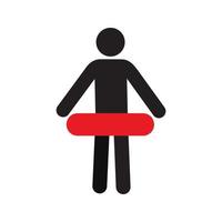 Person with lifebuoy silhouette icon. Life donut, lifebelt. Isolated vector illustration