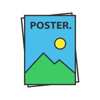 Poster template color icon. Isolated vector illustration