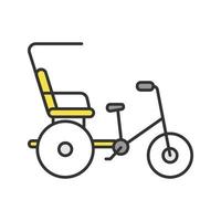 Cycle rickshaw color icon. Velotaxi, pedicab. Isolated vector illustration