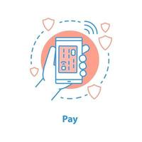 Cashless payment concept icon. Online banking idea thin line illustration. Credit card. Vector isolated outline drawing