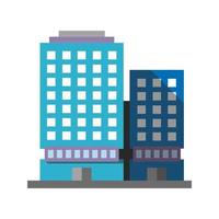 Office building flat design long shadow color icon. Business district. Apartment house. Office rent. Vector silhouette illustration