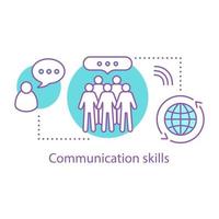 Communication skills concept icon. Networking. Teamwork idea thin line illustration. Coworking network. Vector isolated outline drawing