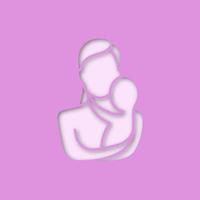 madre sosteniendo un icono de corte de papel de bebé recién nacido. parto. maternidad. silueta vectorial ilustración aislada vector