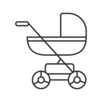 Baby carriage linear icon. Thin line illustration. Pram, stroller. Contour symbol. Vector isolated outline drawing
