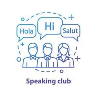 Speaking club concept icon. Language courses idea thin line illustration. Basic communication skills. Language for business. Vector isolated outline drawing