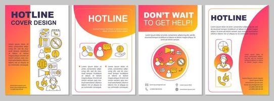 Hotline brochure template layout. Call center. Flyer, booklet, leaflet print design. Customer support. Client service. Contact us. Vector page layouts for magazines, reports, advertising posters