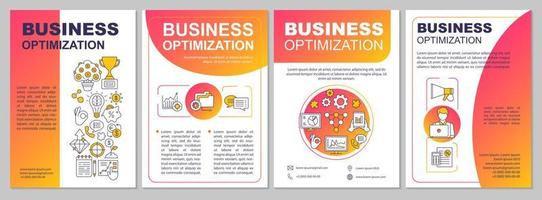 Business optimization brochure template layout. Marketing. Flyer, booklet, leaflet print design. Business performance management. Vector page layouts for magazines, annual reports, advertising posters