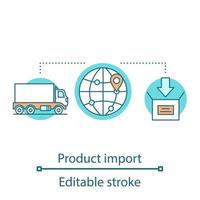 icono del concepto de transporte. ilustración de línea delgada de idea de envío de carga. importación y exportación. logística y distribución. servicio de entrega. dibujo de contorno aislado vectorial. trazo editable vector