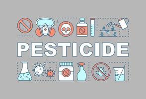 Pesticide word concepts banner. Pest control. Presentation, website. Insecticide, herbicide. Insect, animal repellent. Isolated lettering typography idea with linear icons. Vector outline illustration