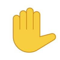 Raised hand emoji color icon. High five. Stop hand gesture. Palm. Counting five. Isolated vector illustration