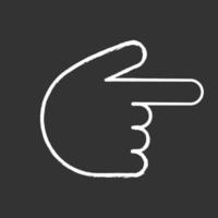 Backhand index pointing right chalk icon. Turn right finger pointer. Hand gesture emoji. Isolated vector chalkboard illustration