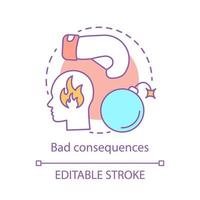 Bad consequences concept icon. Anger idea thin line illustration. Violent act. Frustration, annoy behavior. Disorder out-of-control emotion. Vector isolated outline drawing. Editable stroke