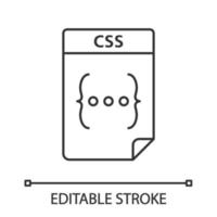 icono lineal del archivo css. Hojas de estilo en cascada. formato de archivo de texto de página web. ilustración de línea delgada. símbolo de contorno dibujo de contorno aislado vectorial. trazo editable vector