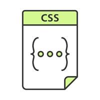 CSS file color icon. Cascading style sheets. Webpage text file format. Isolated vector illustration