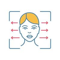 Facial recognition reader color icon. Face ID scanning alignment. Human head. Identity verification adjustment. Isolated vector illustration