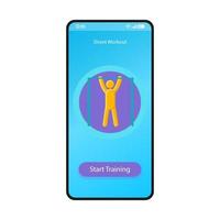Street workout app smartphone interface vector template. Mobile page black design layout. Calisthenics skill training screen. Flat UI for fitness and sport tracker application. Pull ups. Phone display
