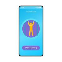 Street workout app smartphone interface vector template. Mobile page black design layout. Calisthenics skill training screen. Flat UI for fitness and sport tracker application. Pull ups. Phone display