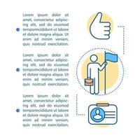 plantilla vectorial de página de artículo de crecimiento profesional. pasantía. reclutamiento. folleto, revista, elemento de diseño de folleto con iconos lineales y cuadros de texto. diseño de impresión. ilustraciones conceptuales con espacio de texto vector