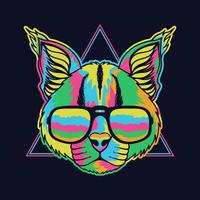 Caracal colorful wearing a eyeglasses vector illustration