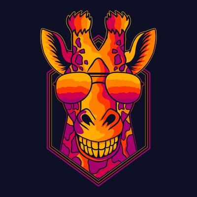 Giraffe smile colorful wearing a eyeglasses vector illustration