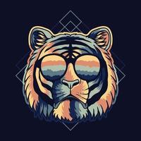 Tiger colorful wearing a eyeglasses vector illustration