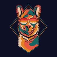 llama colorida con una ilustración de vector de anteojos