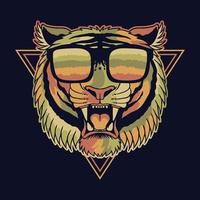 Tiger angry colorful wearing a eyeglasses vector illustration
