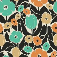 Vector scandinavian design flowers illustration seamless repeat pattern fashion and home decor print fabric digital artwork