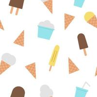 Vector ice-cream seamless pattern. Cute digital paper with sweet summer dessert menu. Ice cream background. Flat style ice-cream texture