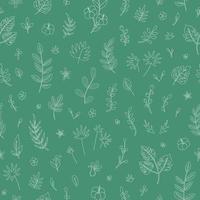 Vector tropical flowers leaves and twigs seamless pattern. Jungle foliage and florals texture. Hand drawn flat exotic plants digital paper. Bright childish summer white greenery on green background.