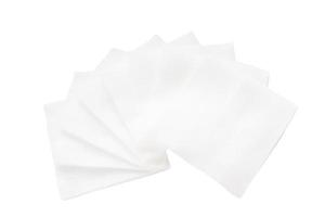 Pile of pad gauzes on isolated white background in fan shape.jpg photo