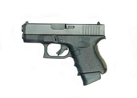 Side aspect of Glock26 pistol gun