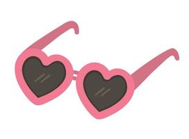 Vector sunglasses isolated on white background. Pink summer sun shielding glasses clipart element. Heart shaped spectacles. Cute flat accessory illustration for kids. Vacation beach object.