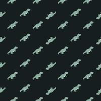 Seamless pattern cute T-Rex dino. Background of funny dinosaurs in doodle style. vector