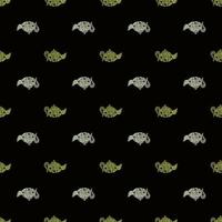 Seamless pattern with cute teapots. Background of doodle kettle decorative ceramic. vector