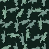 Seamless pattern cute T-Rex dino. Background of funny dinosaurs in doodle style. vector