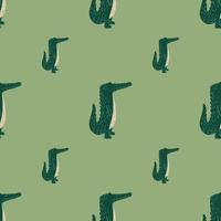 Cute crocodile seamless pattern. Background with funny alligator in doodle style for fabric. vector