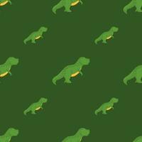 Seamless pattern cute T-Rex dino. Background of funny dinosaurs in doodle style. vector
